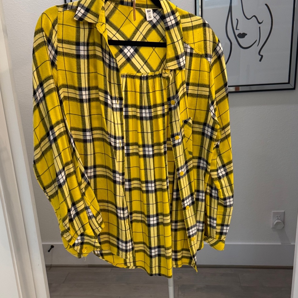 BP Yellow and Black Plaid Shirt